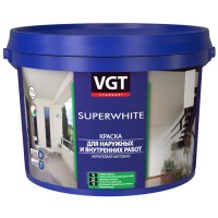 Краска, 3 кг, ВД-АК-1180 для нар/внутр. работ моющаяся "Супербелая", VGT / ВГТ